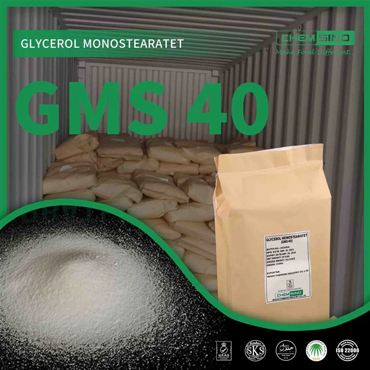 Makanan Kimia Gliserol Monostearat Serbuk GMS 40 E471 No. CAS31566-31-1
